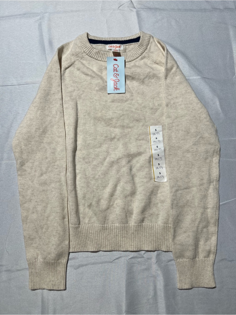 Cat & Jack Men's Light Cream Crewneck Sweater